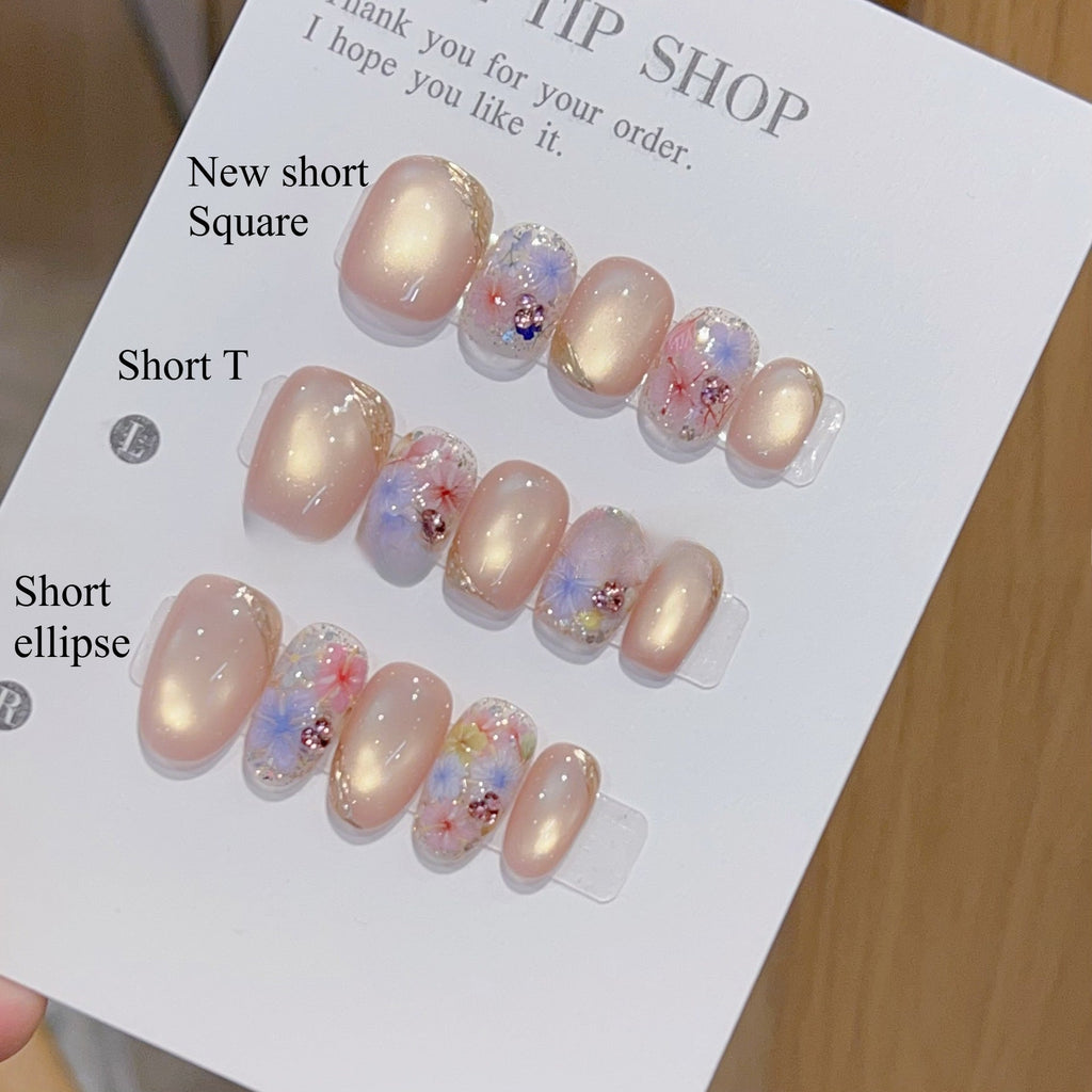 Chrome Press On Nails — Crystal Glow Metallic Nail Set | Reusable
