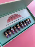 Glitter Coffin Press On Nails — Cosmic Moon Nail Set | Handmade