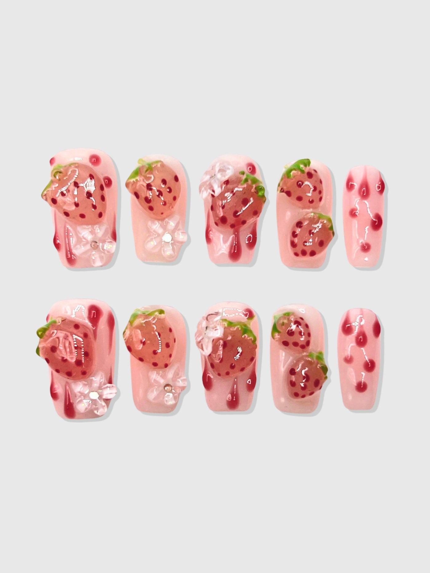 Strawberry Nails Press On — Shortcake Nail Art Set | Cute, Reusable
