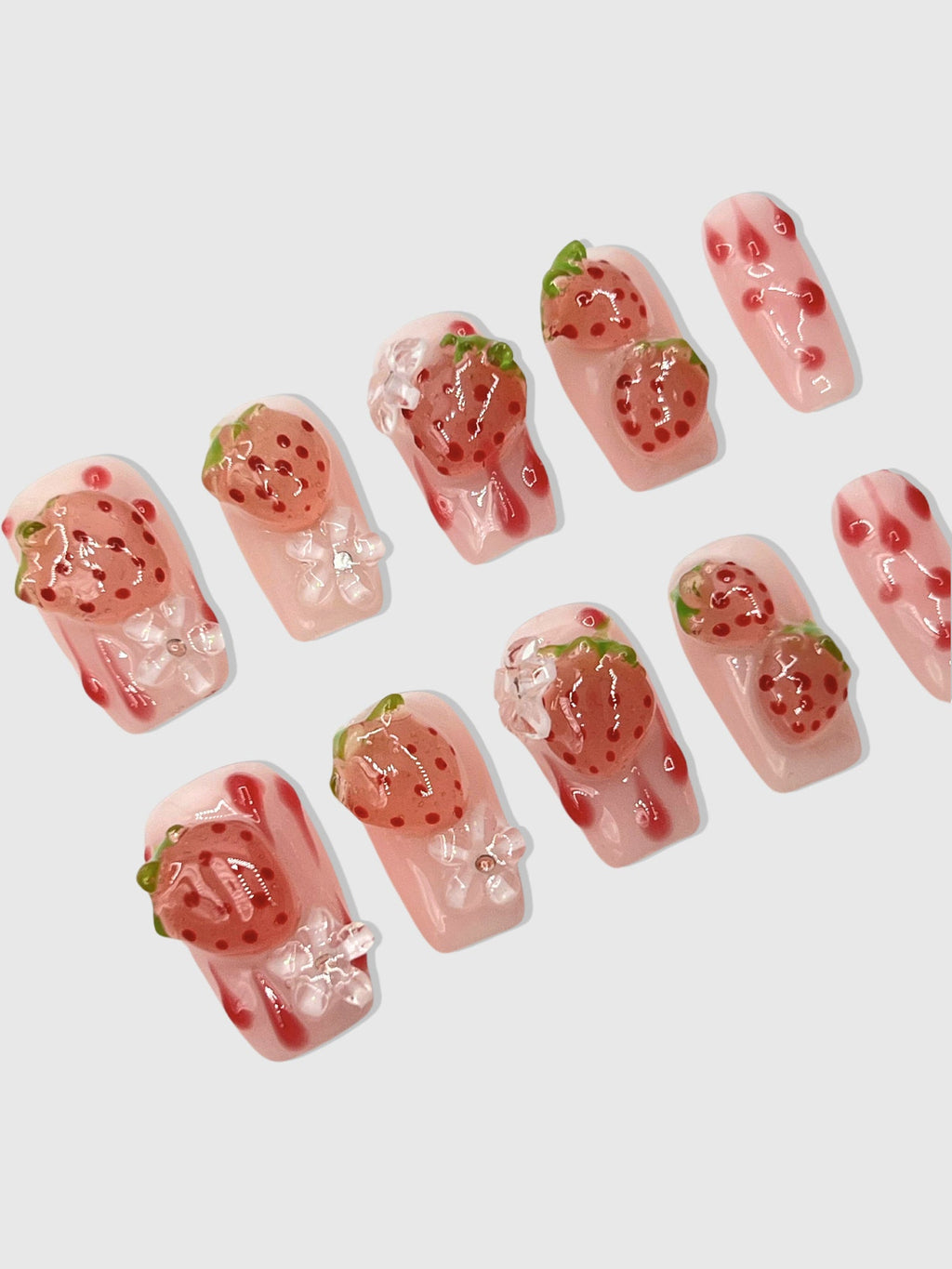 Strawberry Nails Press On — Shortcake Nail Art Set | Cute, Reusable