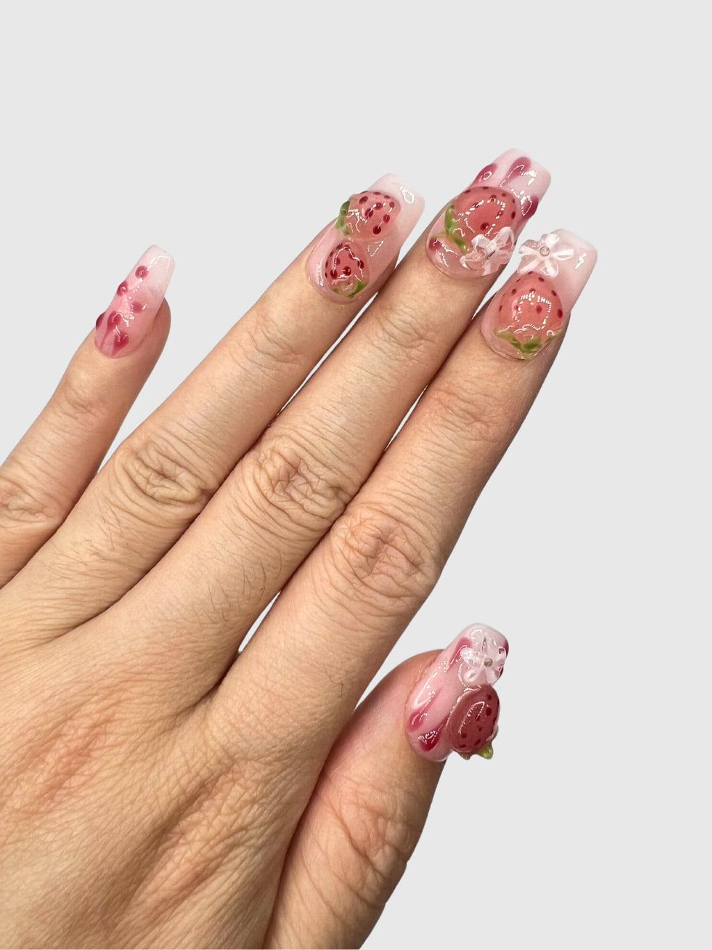 Strawberry Nails Press On — Shortcake Nail Art Set | Cute, Reusable