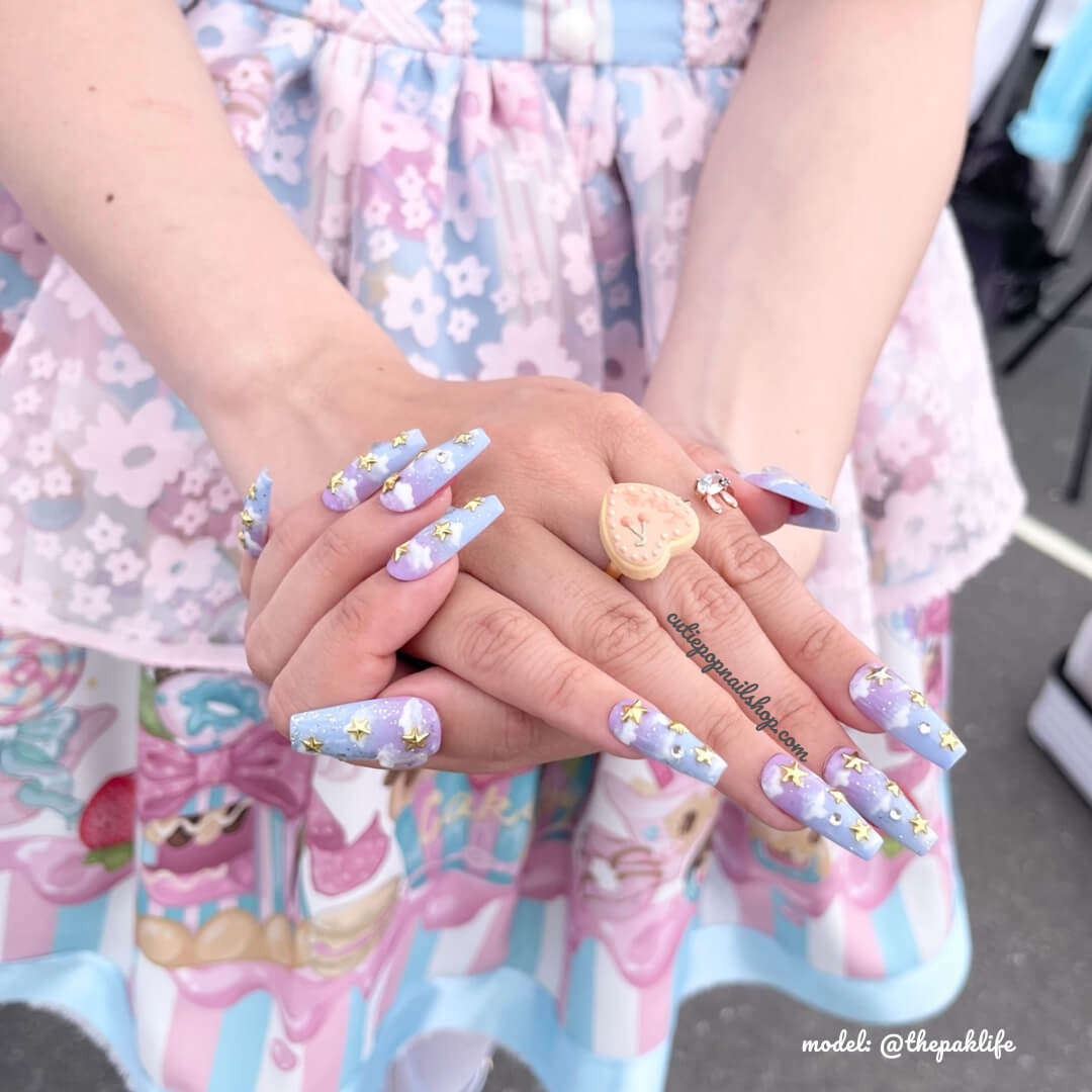 Purple Ombre Coffin Press On Nails — Twilight | Handmade, Reusable