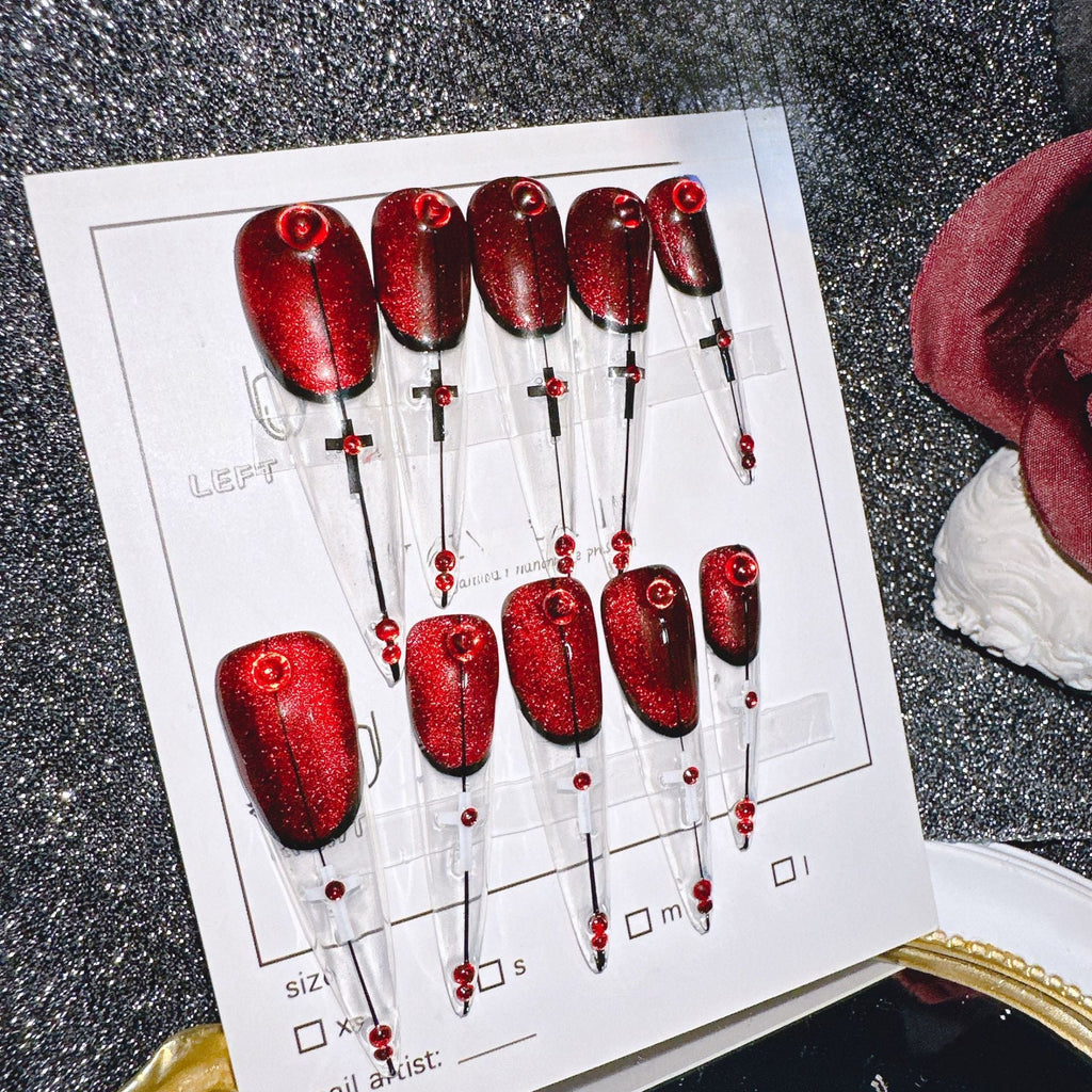 Cherry Bomb Handmade Press-On Nails | Removable, Reusable