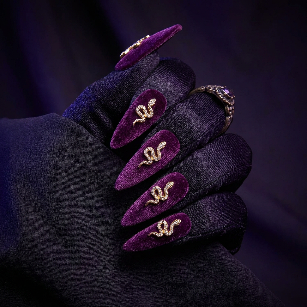 Velvet Venom Handmade Press-On Nails | Removable, Reusable